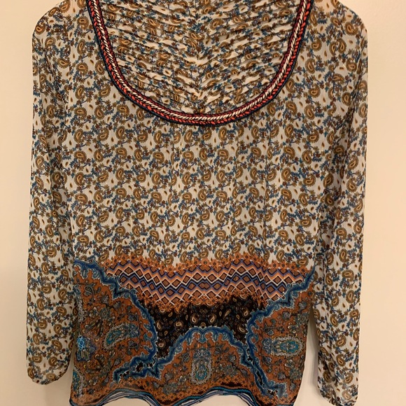 Daniel Rainn Blouse, Boho, Browns and Orange - Picture 3 of 3